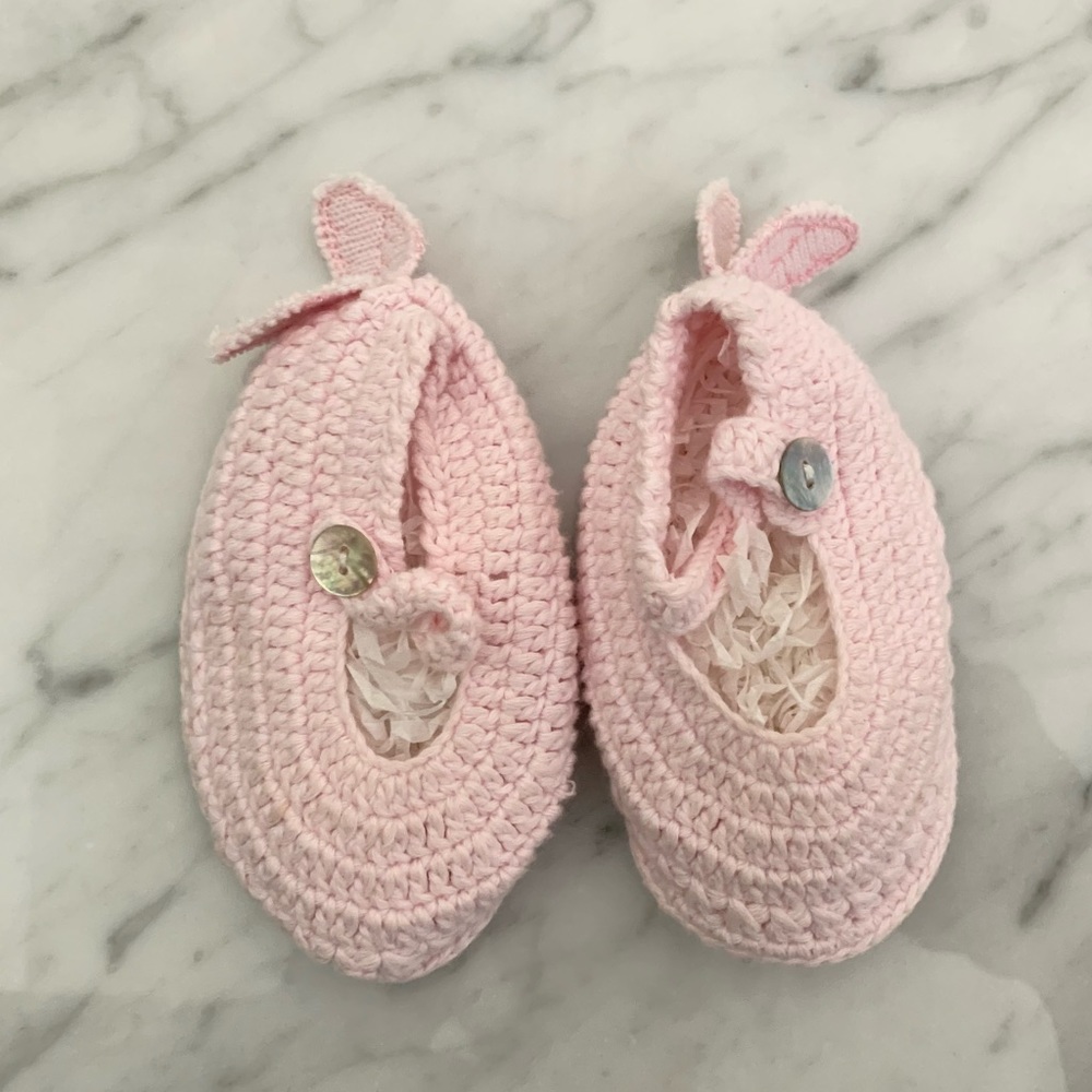 Mud Pie Hand Knit Crocheted Booties 0-6 Months